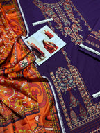 Hussain Rehar - Unstitched - Embroidered Lawn 3pc Suit