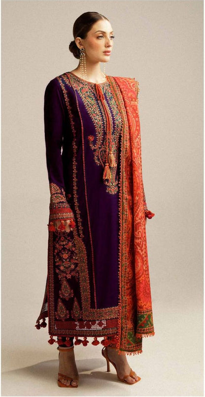 Hussain Rehar - Unstitched - Embroidered Lawn 3pc Suit