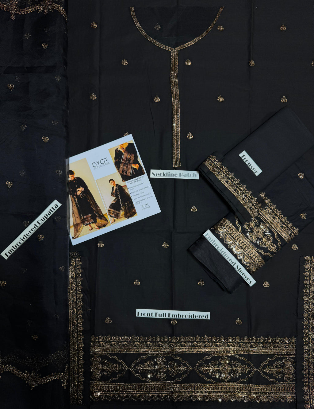 Dyot - Premium Unstitched - Embroidered Lawn 3pc Suit