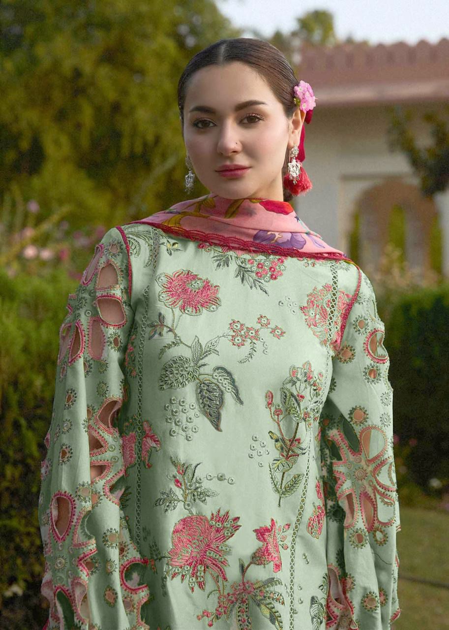 Hussain Rehar - Premium Unstitched - Embroidered Lawn 3pc Suit