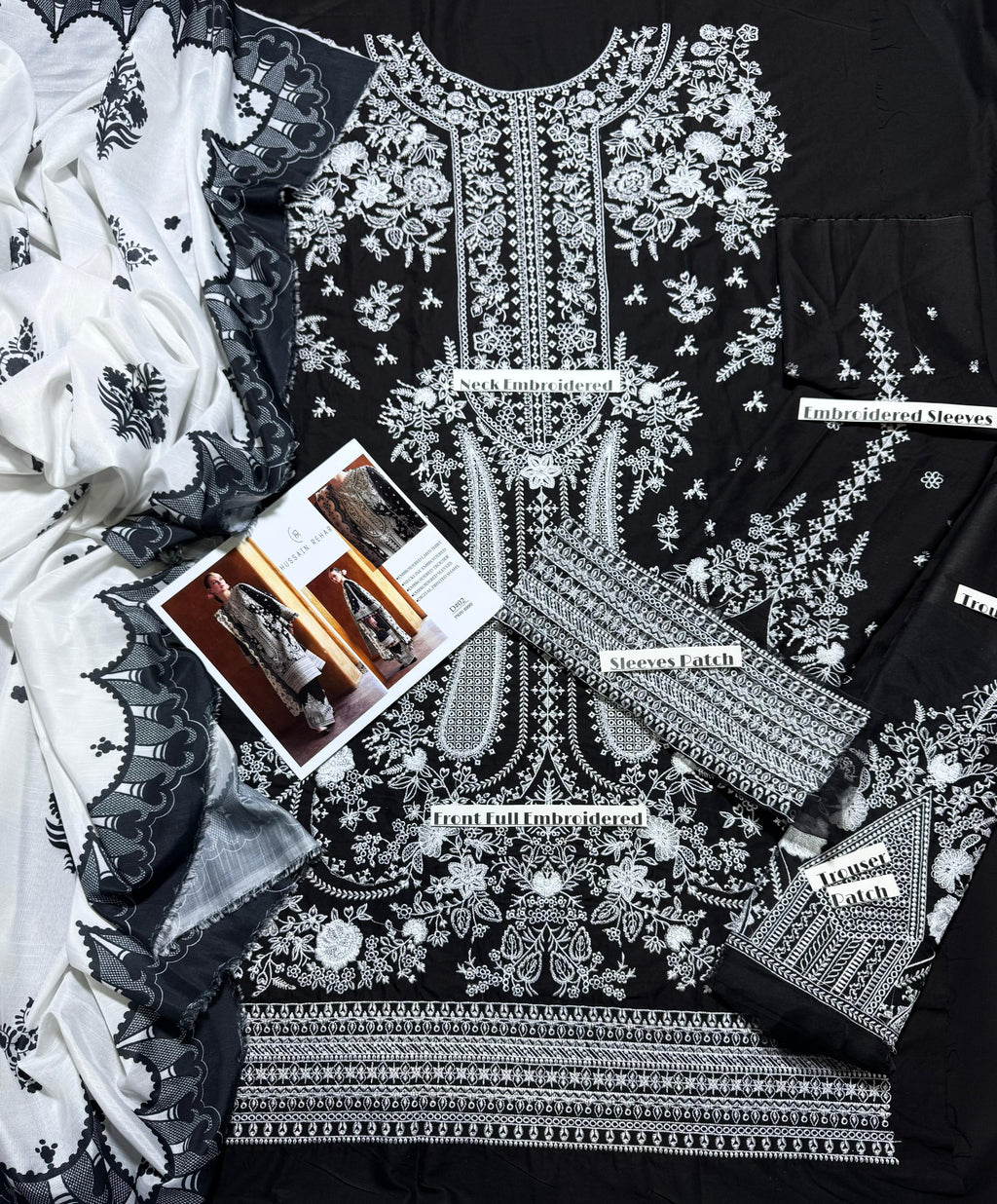 Hussain Rehar - Premium Unstitched - Embroidered Lawn 3pc Suit