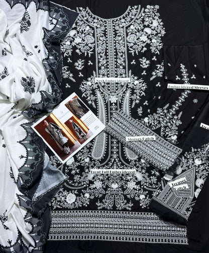Hussain Rehar - Premium Unstitched - Embroidered Lawn 3pc Suit
