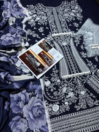Hussain Rehar - Premium Unstitched - Embroidered Lawn 3pc Suit