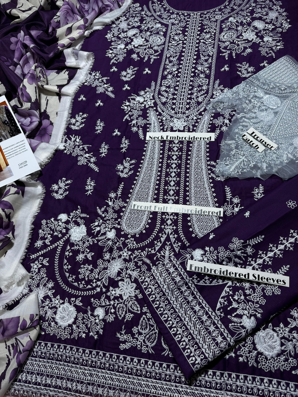 Hussain Rehar - Premium Unstitched - Embroidered Lawn 3pc Suit