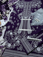 Hussain Rehar - Premium Unstitched - Embroidered Lawn 3pc Suit