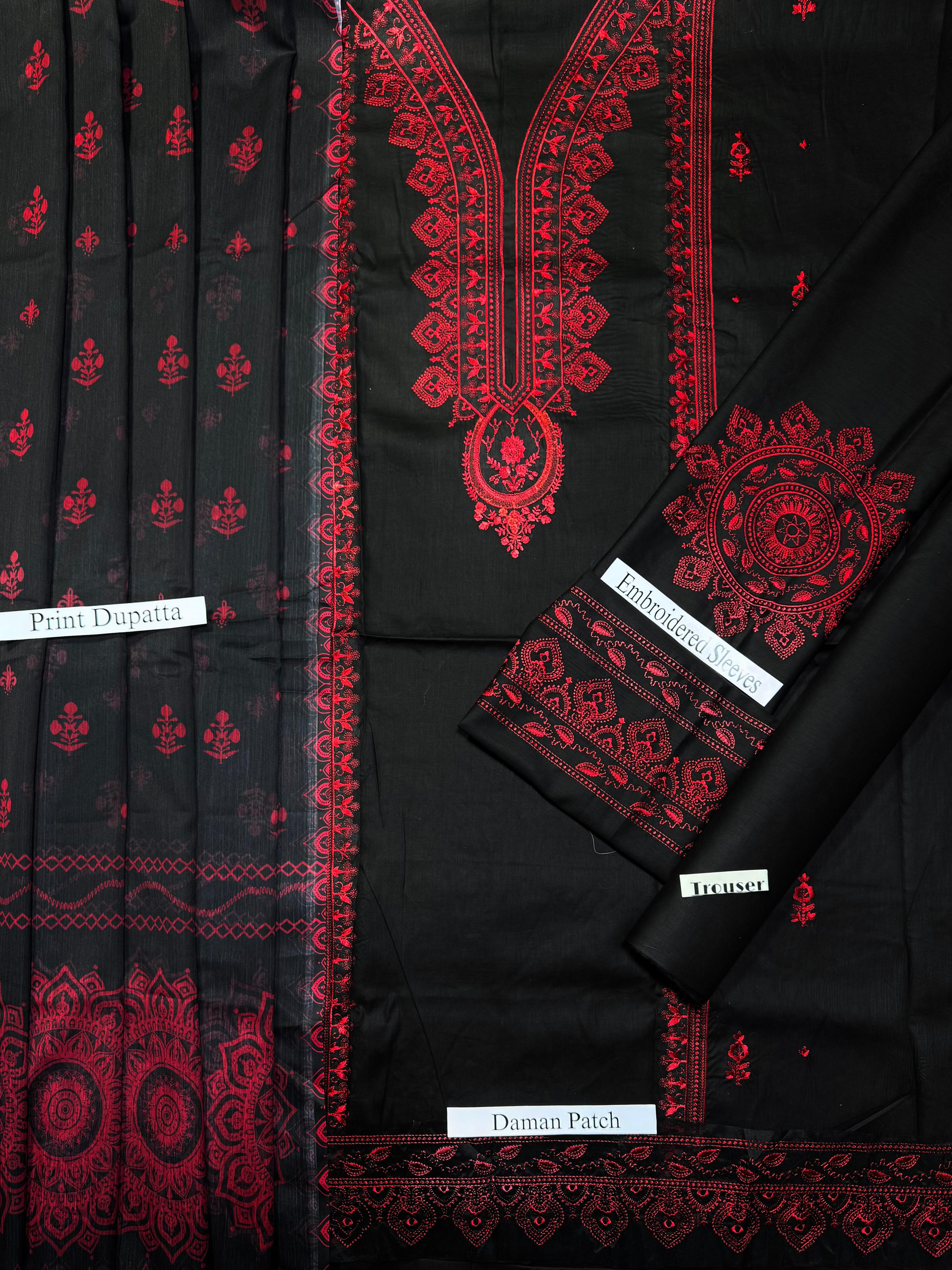 Aneelas Premium Embroidered Unstitched Lawn 3pc Suit