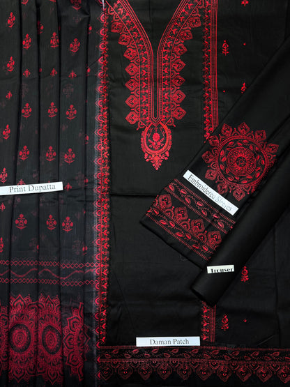 Aneelas Premium Embroidered Unstitched Lawn 3pc Suit