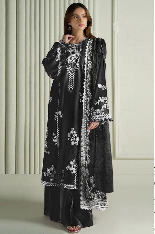 Premium Unstitched - Embroidered Lawn 3pc Suit