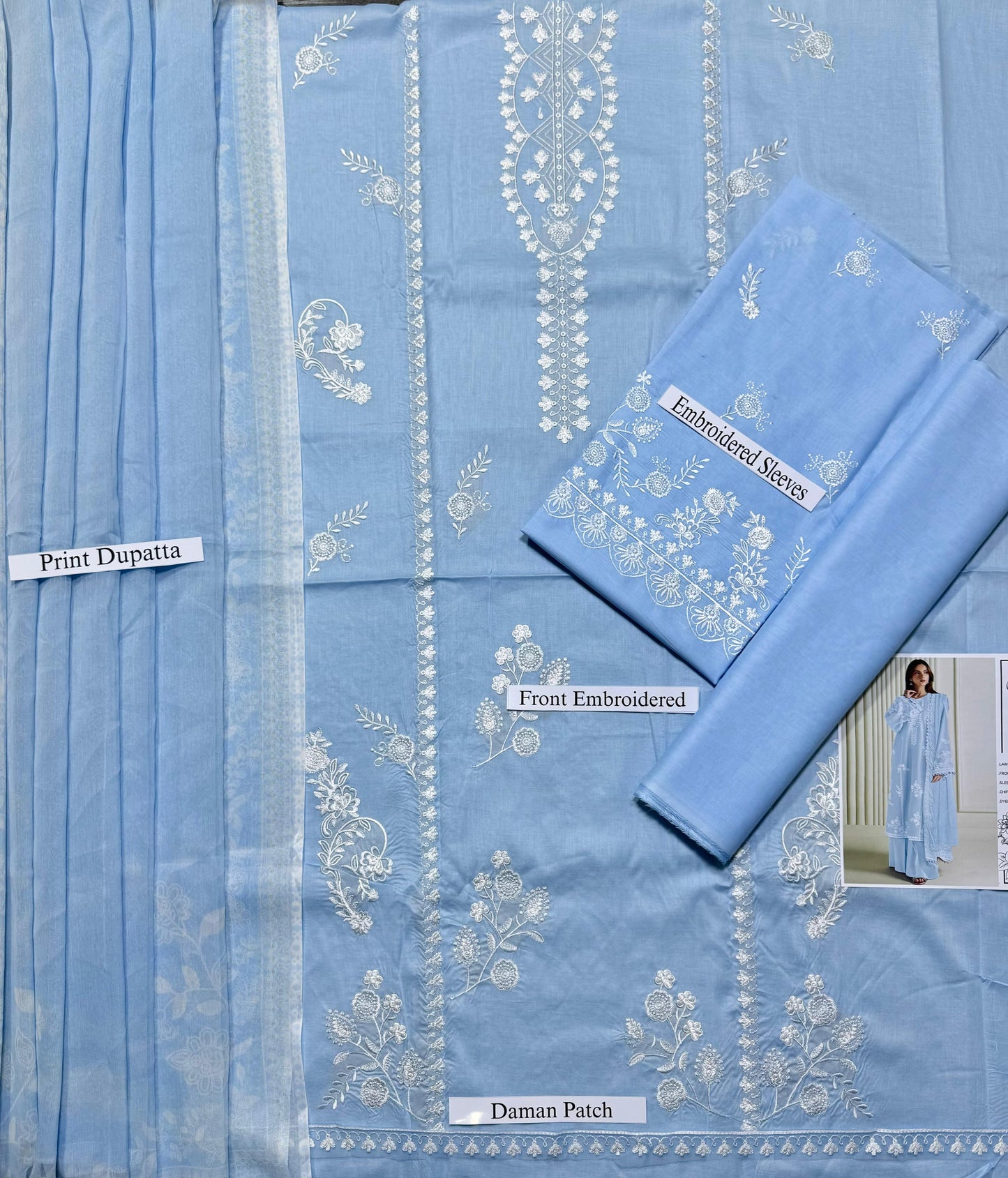 Cross Stitch - Premium Unstitched - Embroidered Lawn 3pc Suit