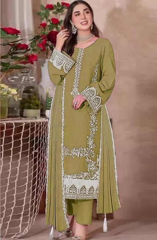 Premium Unstitched - Embroidered Lawn 3pc Suit