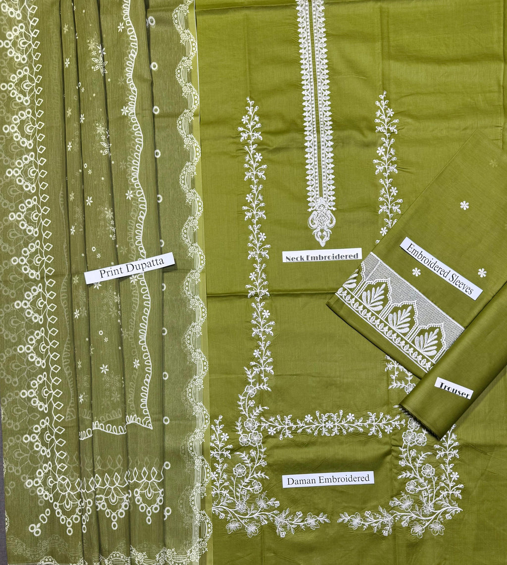 Zarqash - Premium Unstitched - Embroidered Lawn 3pc Suit
