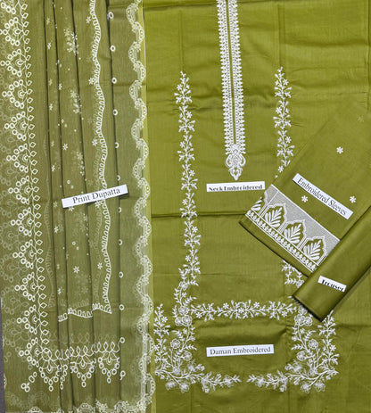 Zarqash - Premium Unstitched - Embroidered Lawn 3pc Suit
