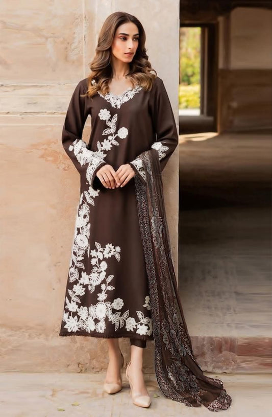 Premium Unstitched - Embroidered Lawn 3pc Suit