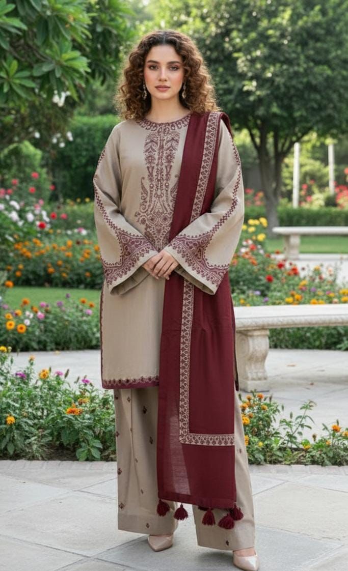 Baroque - Premium Unstitched - Embroidered Lawn 3pc Suit