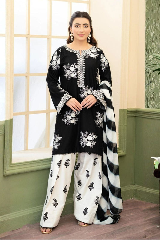 Zara - Premium Unstitched - Embroidered Lawn 3pc Suit