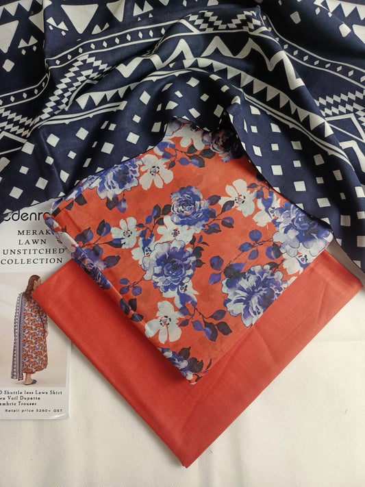 Unstitched - Lawn 3pc Printed Suit