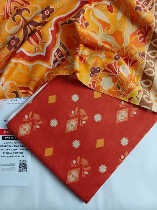 Unstitched - Lawn 3pc Printed Suit