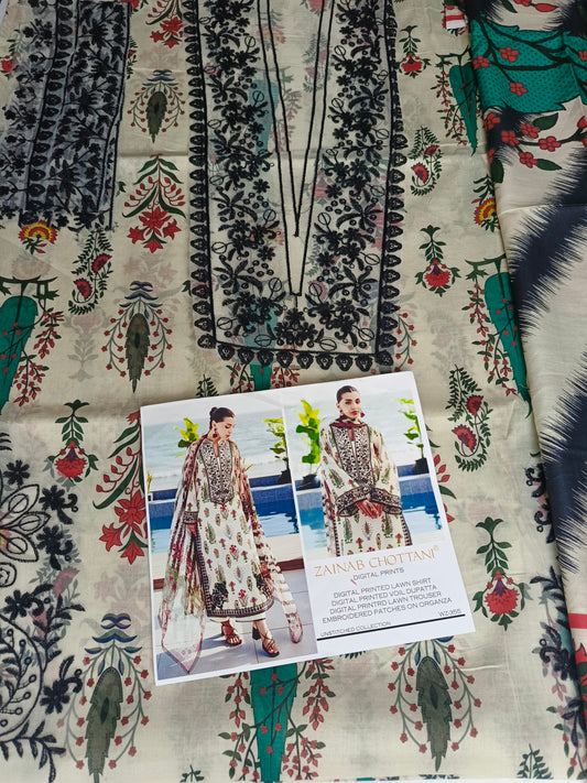 Premium Unstitched - Lawn 3pc Embroidered Suit