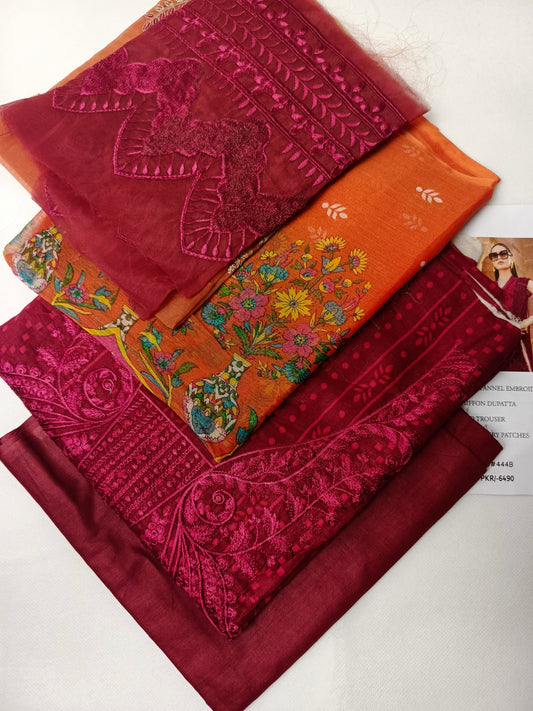 Premium Unstitched - Lawn 3pc Embroidered Suit