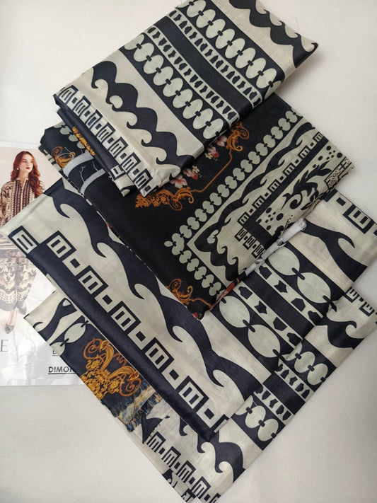 Unstitched - Swiss Silk 3pc Printed Suit