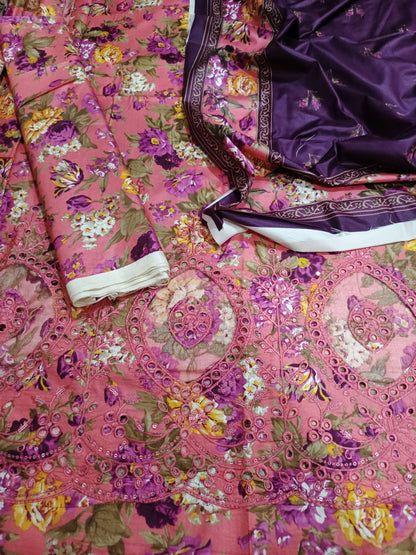 Unstitched - Linen 3pc Embroidered Suit