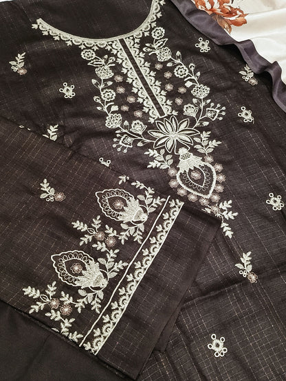 Unstitched - Dhanak 3pc Embroidered Suit