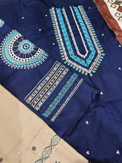 Unstitched - Dhanak 3pc Embroidered Suit
