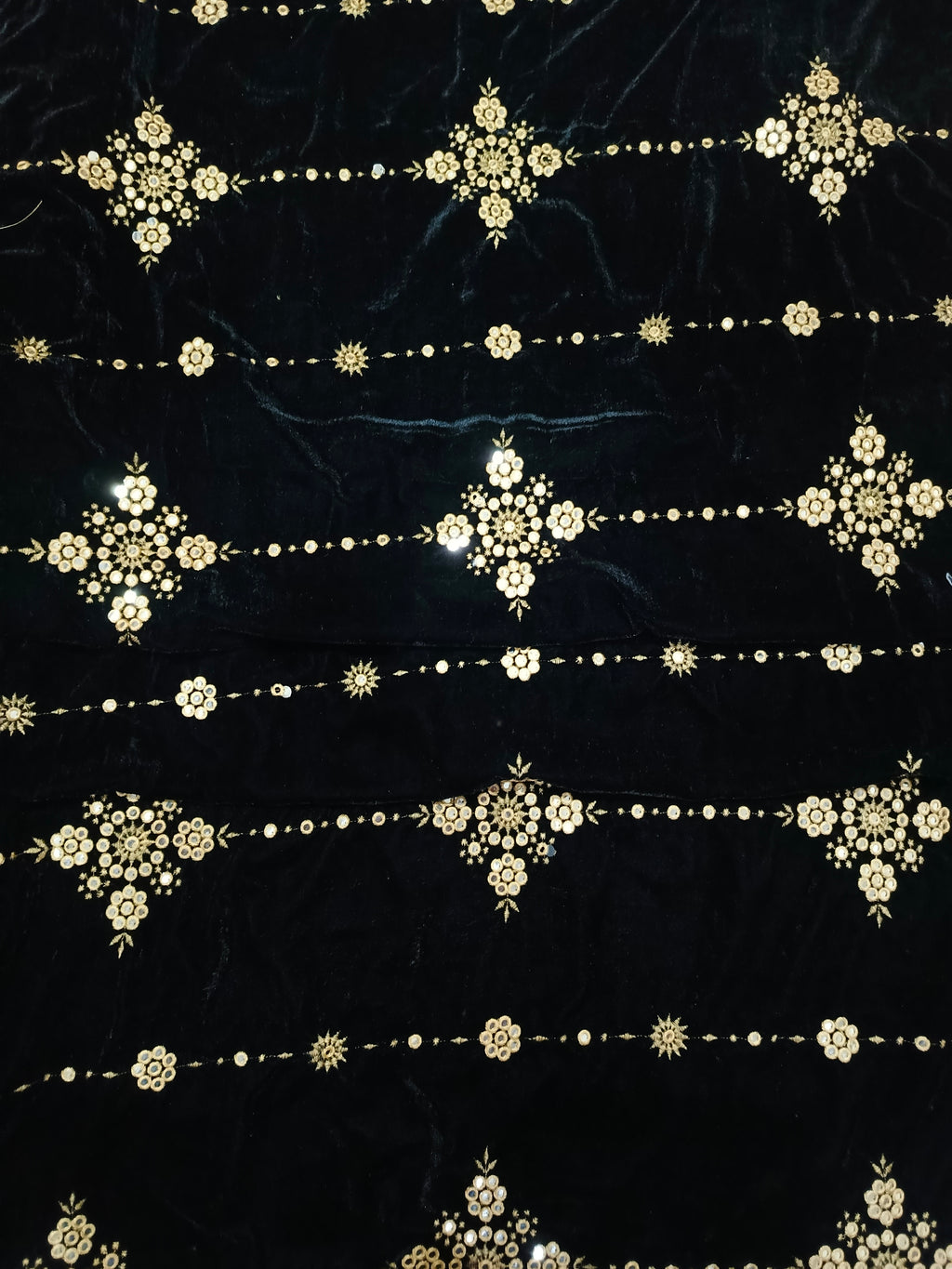 Embroidered Micro Velvet Shawl - Black