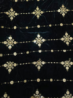 Embroidered Micro Velvet Shawl - Black