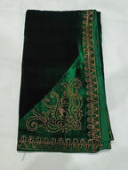Pearls Work Micro Velvet Shawl - Green