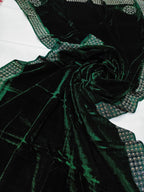 Pearls Work Micro Velvet Shawl - Green