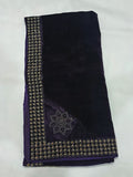 Pearls Work Micro Velvet Shawl - Purple