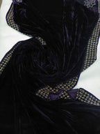 Pearls Work Micro Velvet Shawl - Purple