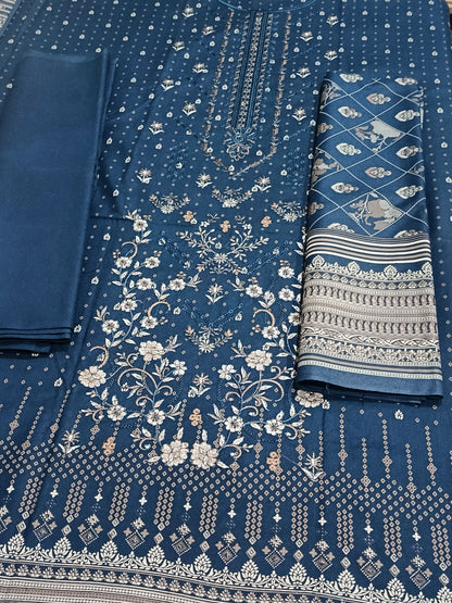 Unstitched - Dhanak 3pc Embroidered Suit