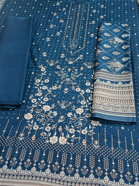 Unstitched - Dhanak 3pc Embroidered Suit