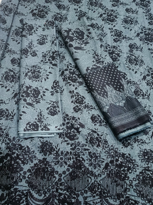 Unstitched - Khaddar 3pc Embroidered Suit