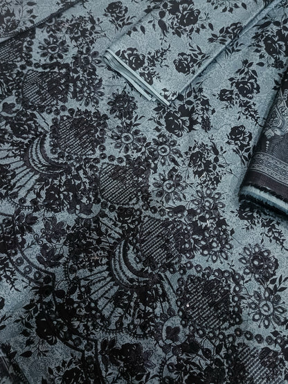 Unstitched - Khaddar 3pc Embroidered Suit