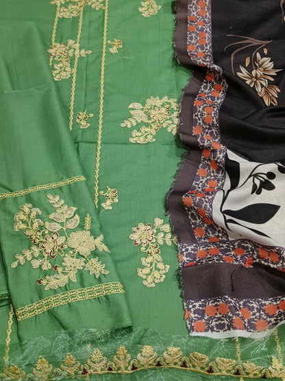 Unstitched - Dhanak 3pc Embroidered Suit