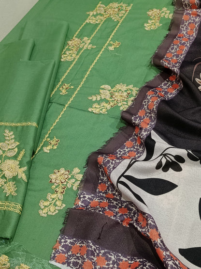 Unstitched - Dhanak 3pc Embroidered Suit
