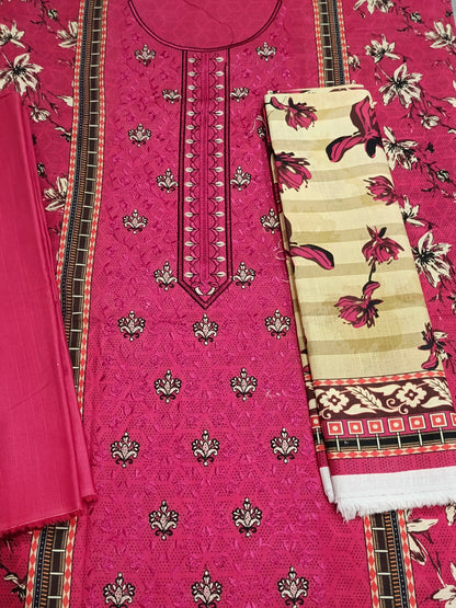 Unstitched - Khaddar 3pc Embroidered Suit