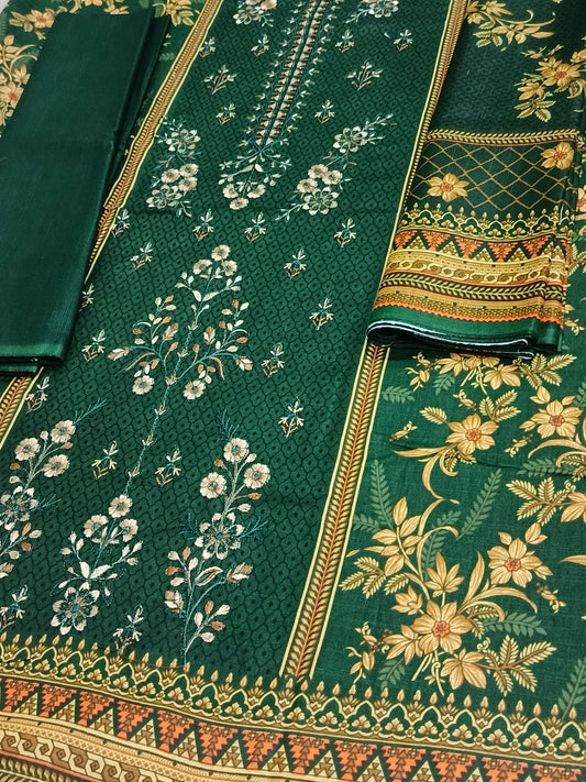 Unstitched - Khaddar 3pc Embroidered Suit