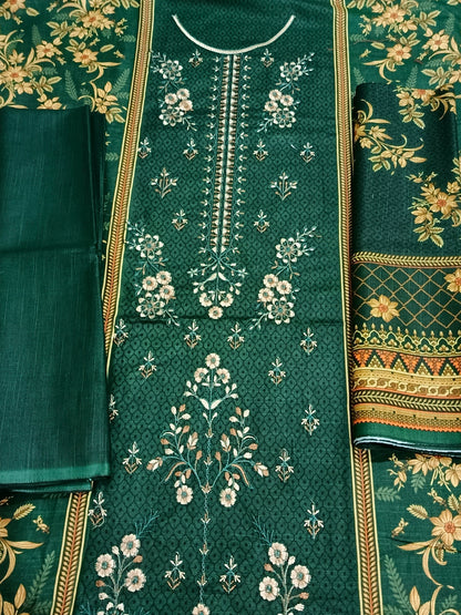 Unstitched - Khaddar 3pc Embroidered Suit