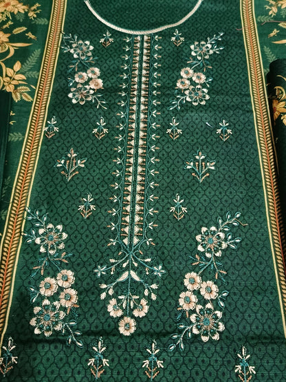 Unstitched - Khaddar 3pc Embroidered Suit