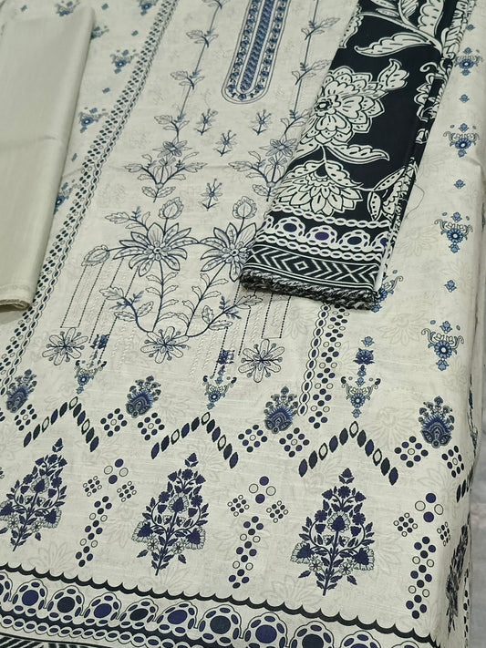 Unstitched - Khaddar 3pc Embroidered Suit