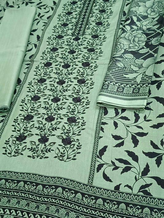 Unstitched - Khaddar 3pc Embroidered Suit