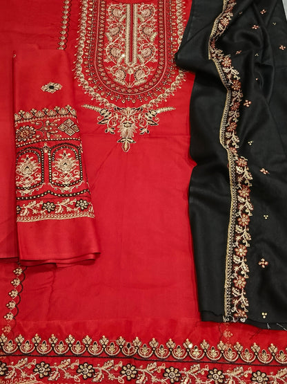 Unstitched - Dhanak 3pc Embroidered Suit