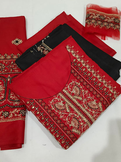 Unstitched - Dhanak 3pc Embroidered Suit