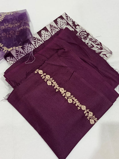 Unstitched - Dhanak 3pc Embroidered Suit