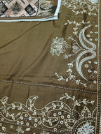 Dhanak 3pc Embroidered Suit with Wool Shawl
