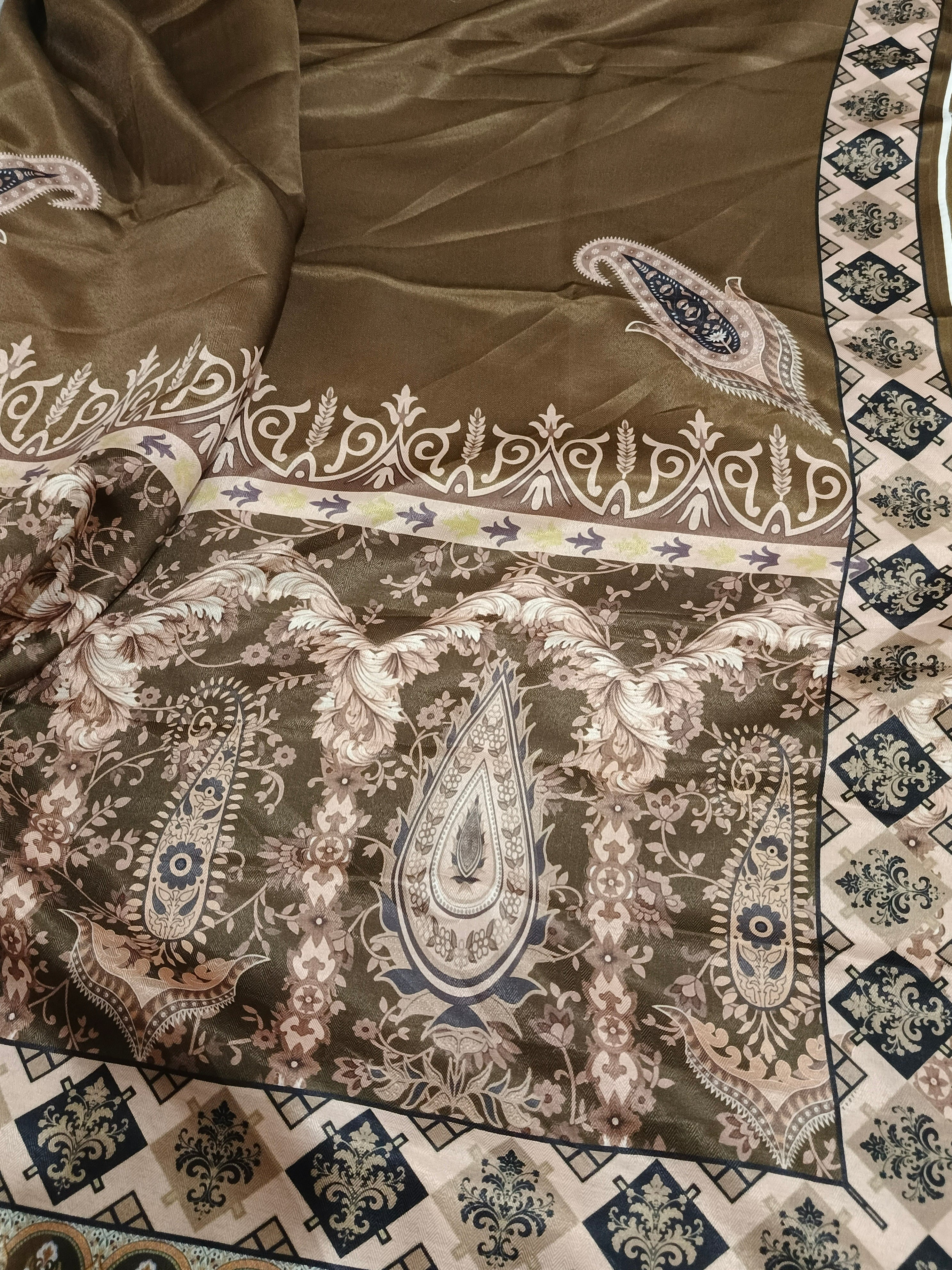 Dhanak 3pc Embroidered Suit with Wool Shawl